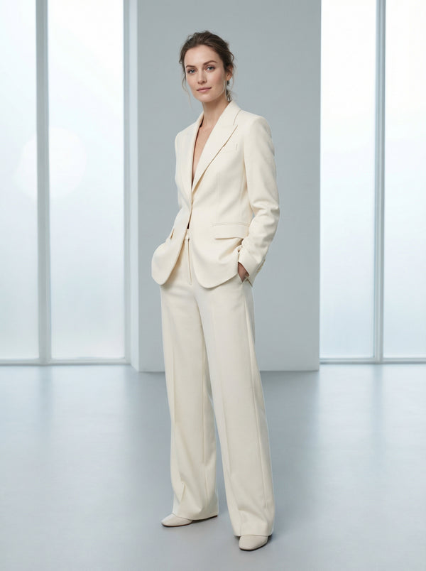 Loose Blazer and High-Waist Wide-Leg Trousers Set